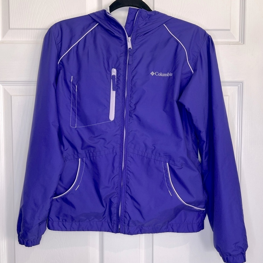 Columbia Youth/Girls Purple Full Zip Hooded Windbreaker/Jacket - Size 14/16